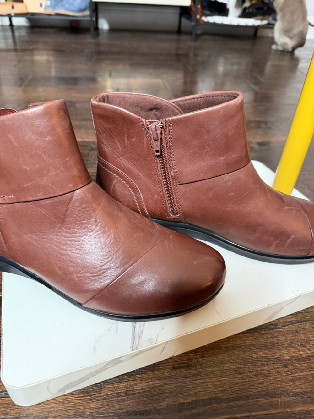 Clarks Hope Track Brown Leather Ankle Boots - Picture 5 of 5
